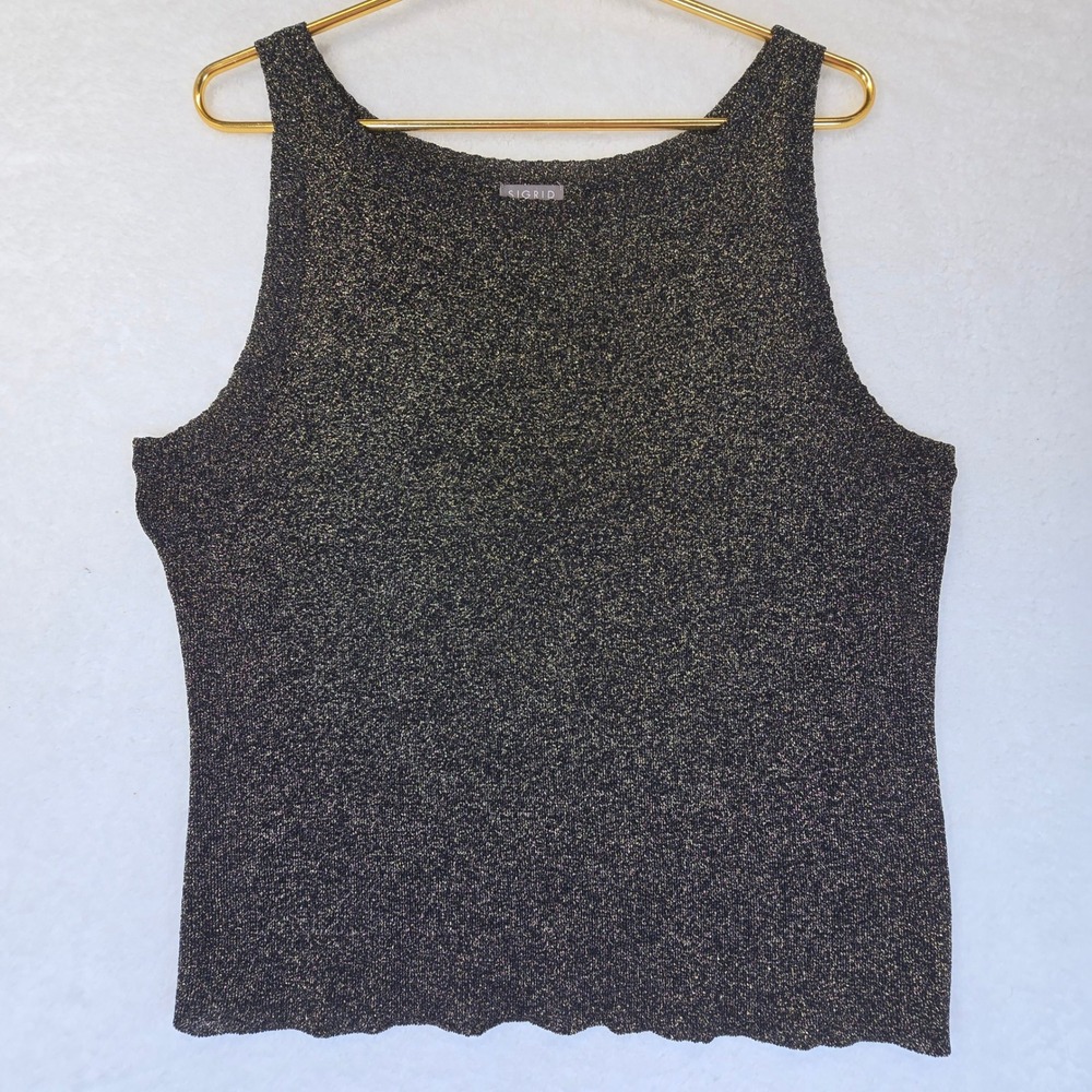 Y2K Sigrid Olsen Metallic Tank Top Whimsigoth Goth Shimmer Sleeveless Women‎ L